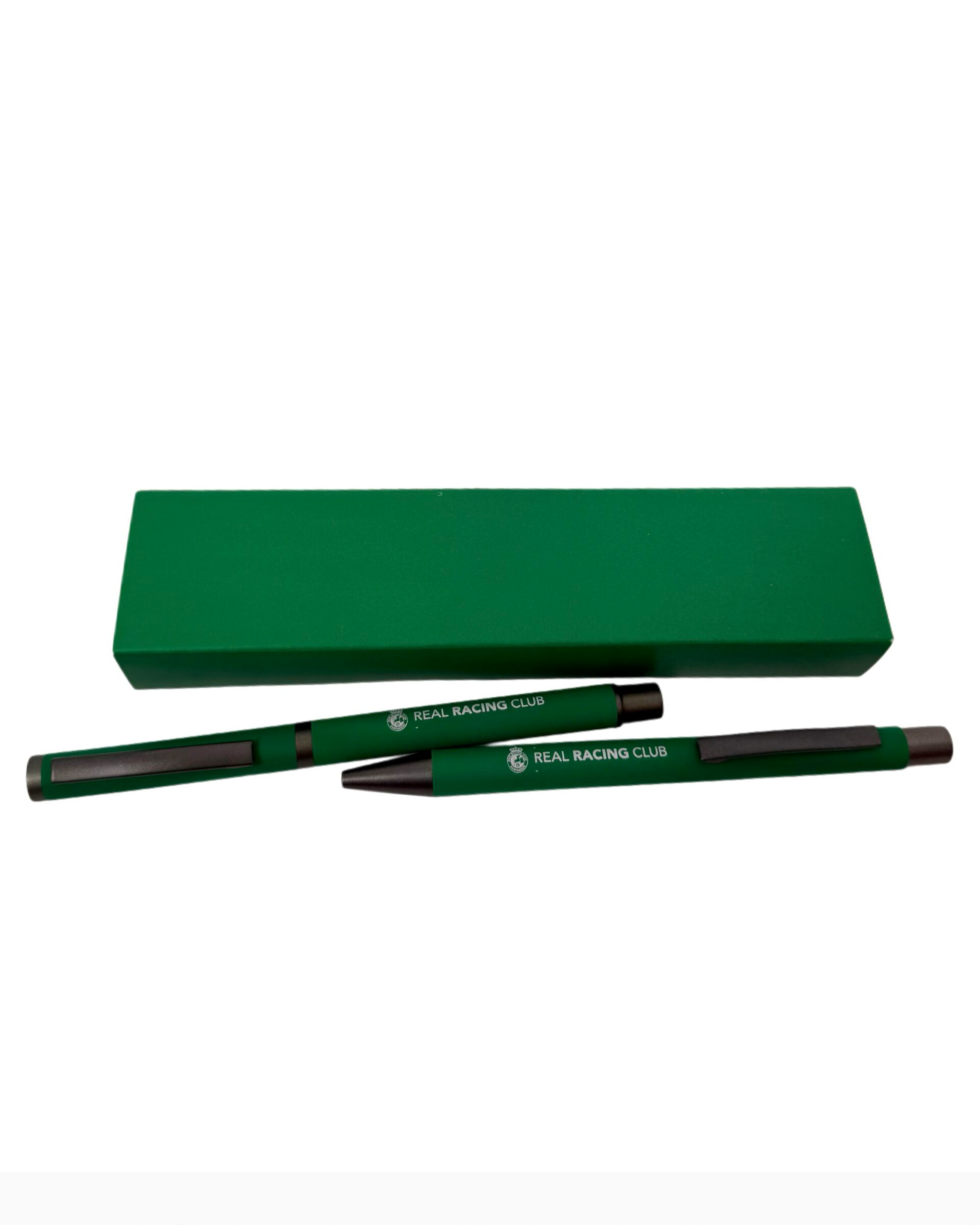 CAJA VERDE DOBLE BOLÍGRAFOS