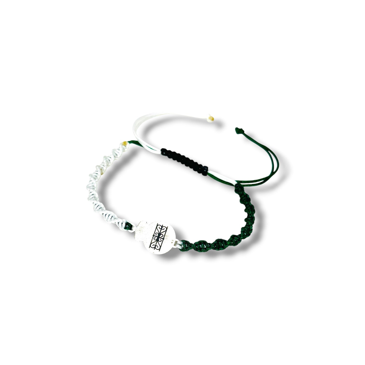 PULSERA ESCUDO DE PLATA NYLON BICOLOR BARANDILLA
