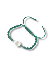 PULSERA ESCUDO DE PLATA NYLON VERDE AYER TE VI QUE SUBIAS