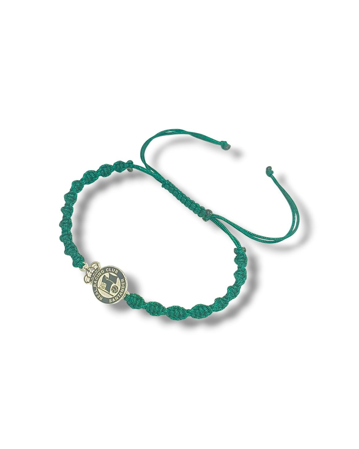 PULSERA ESCUDO DE PLATA NYLON VERDE AYER TE VI QUE SUBIAS